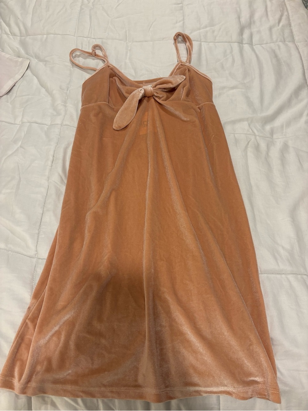 BB Dakota Velvet Tie-Front Slip Dress - Rust Peach